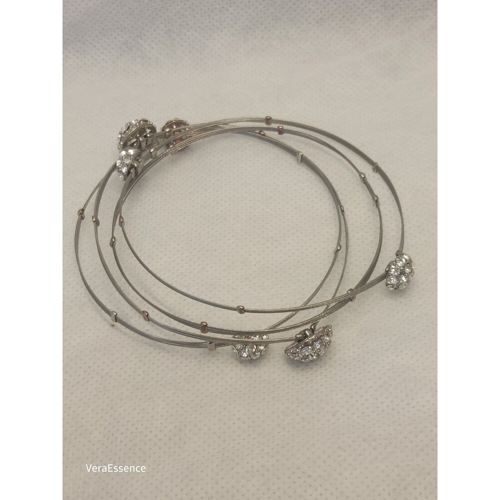 MX Signature Collection 4 thin Bracelets Metal with Rhinestones clusters  New